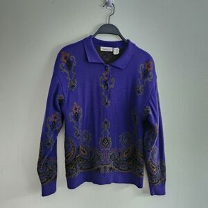 Vintage Talbot Made in Italy Wool Collared Sweater with fun patterns.